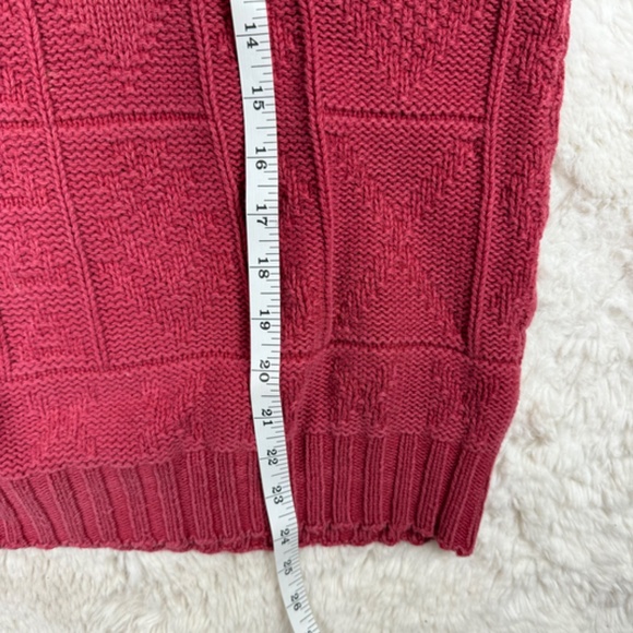 Woolrich Vintage 80's Cotton Cranberry Red Knit Sweater Women's Large Cottage - Picture 5 of 7